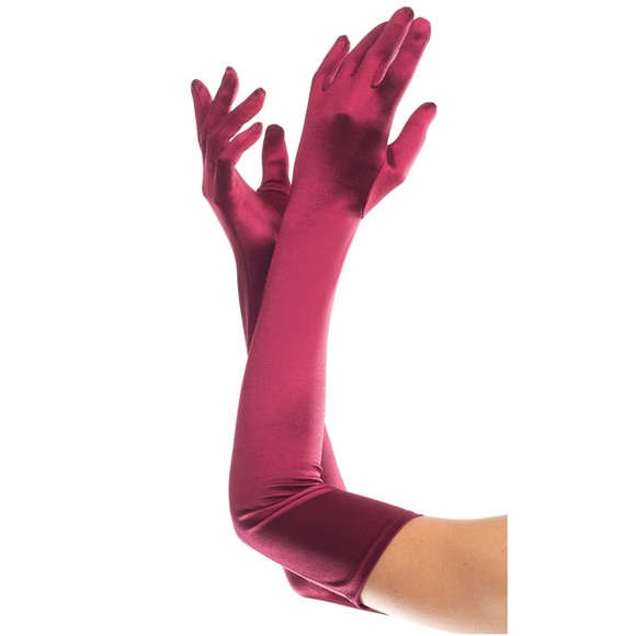 BW-8812WN-57 Accessories - Wine Satin Gloves Elbow Opera Length 57cm